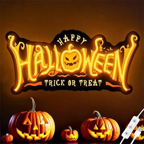 Happy Halloween Neon Signs for Wall Decor,Halloween Pumpkin Neon Light - Picture 8 of 8